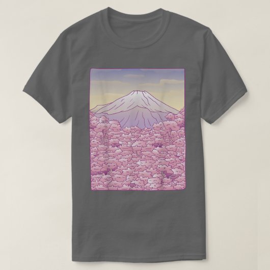 Fuji Japanse Sakura Cherry Blossom Tree Japan Gra T-shirt (Design voorkant)