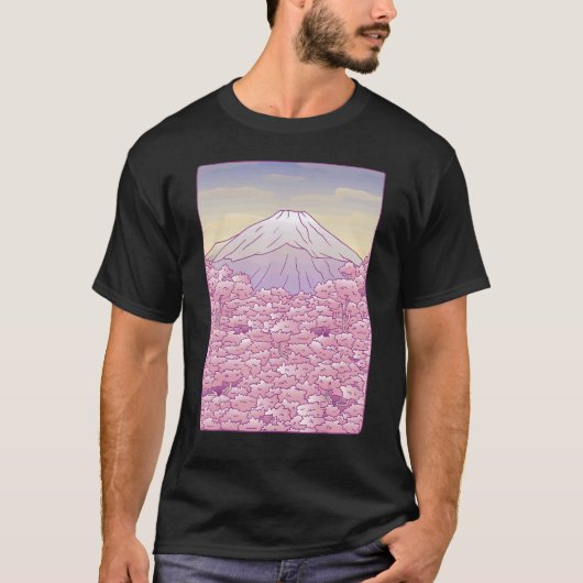 Fuji Japanse Sakura Cherry Blossom Tree Japan Gra T-shirt (Voorkant)