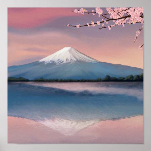 Fuji met Cherry Blossom Poster (Voorkant)