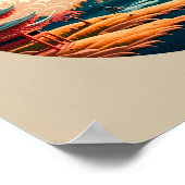 Fuji met een Japans landschap in  stijl. Poster (Hoek)