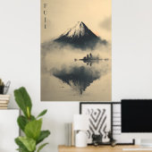 FUJI - Minimalist Sumi-e Ink Poster (Thuiskantoor)
