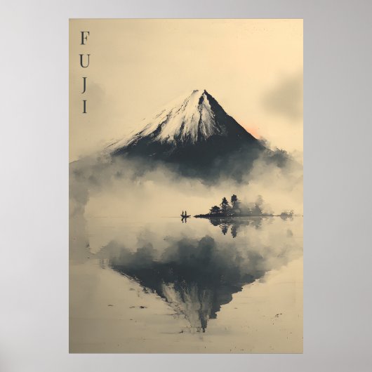 FUJI - Minimalist Sumi-e Ink Poster (Voorkant)