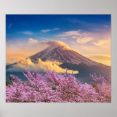 Fuji Mountain en Cherry Blossom in Spring Japan Poster (Voorkant)