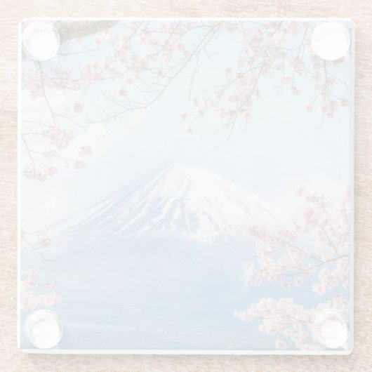 Fuji Mountain | Meer van Kawaguchiko | Lente in Ja Glazen Onderzetter (Achterkant)