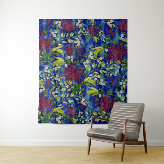 Fuji Mums Daisies en Butterflies Wandkleed (In situ)