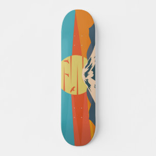 Fuji Retro Style Mountain Sunset in Japan Persoonlijk Skateboard