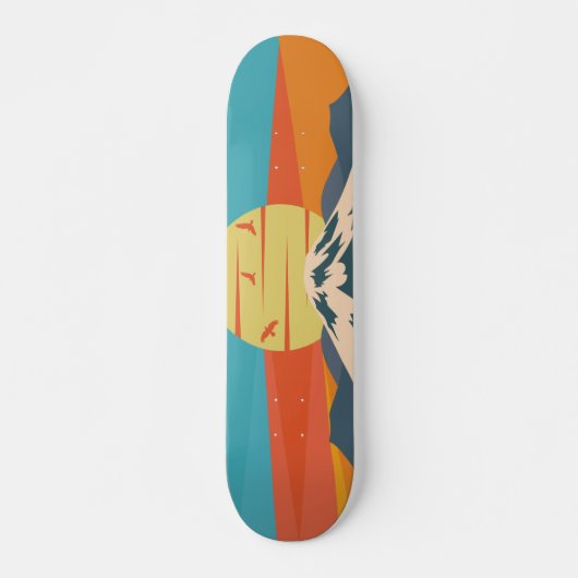 Fuji Retro Style Mountain Sunset in Japan Persoonlijk Skateboard (Voorkant)