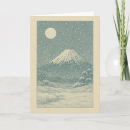 Fuji-san in Winter Japanese Christmas Card Feestdagen Kaart
