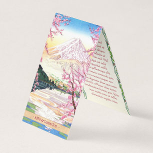 Fuji uit Kawaguchi Okada Koichi shin hanga japan Visitekaartje