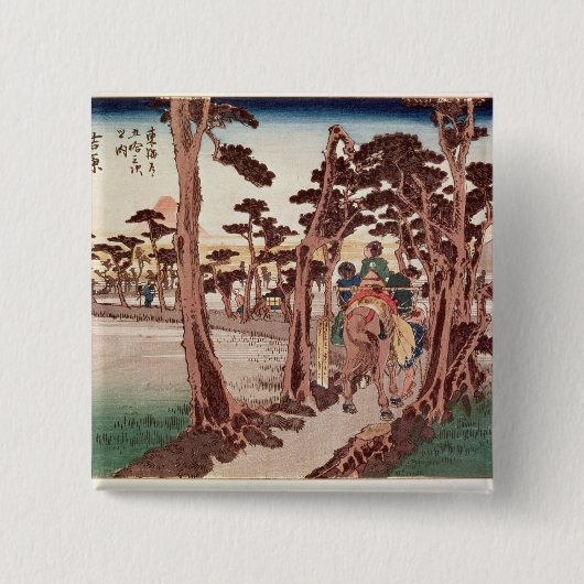 Fuji uit Yoshiwara Vierkante Button 5,1 Cm (Voorkant)