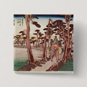 Fuji uit Yoshiwara Vierkante Button 5,1 Cm