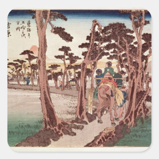Fuji uit Yoshiwara Vierkante Sticker (Voorkant)
