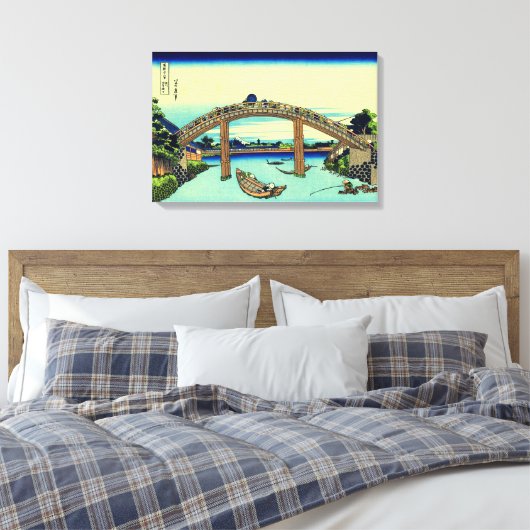 Fuji Under Mannen Bridge bij Fukagawa Hokusai Canvas Afdruk (Insitu (Slaapkamer))