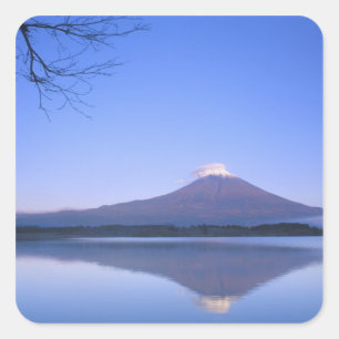 Fuji van het meer van Motosu, Yamanashi, Japan Vierkante Sticker