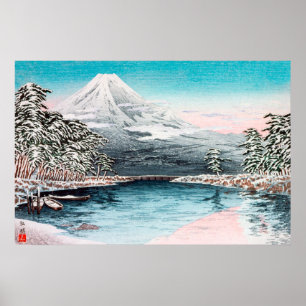 Fuji van Tagonoura, sneeuwlandschap Poster