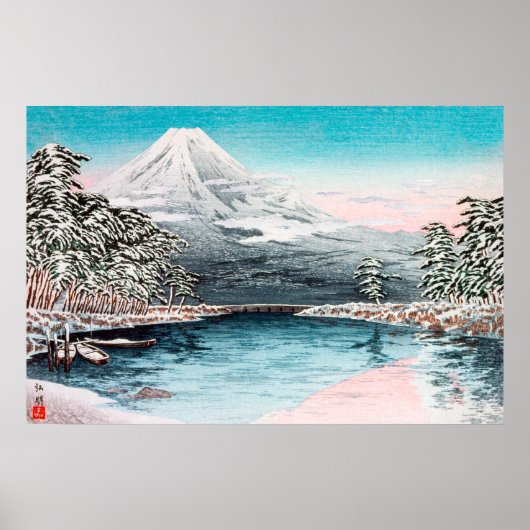 Fuji van Tagonoura, sneeuwlandschap Poster (Voorkant)