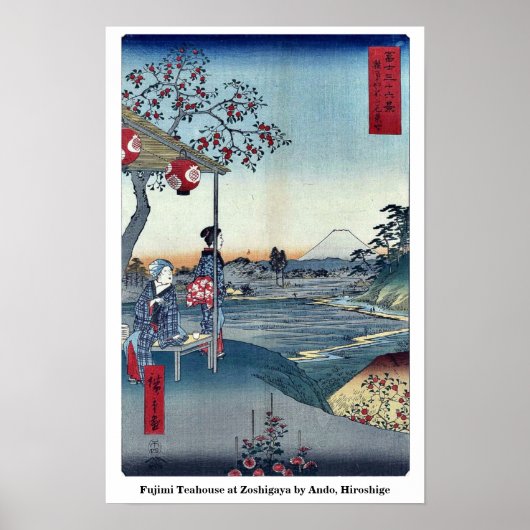 Fujimi Teahouse in Zoshigaya door Ando, Hiroshige Poster (Voorkant)