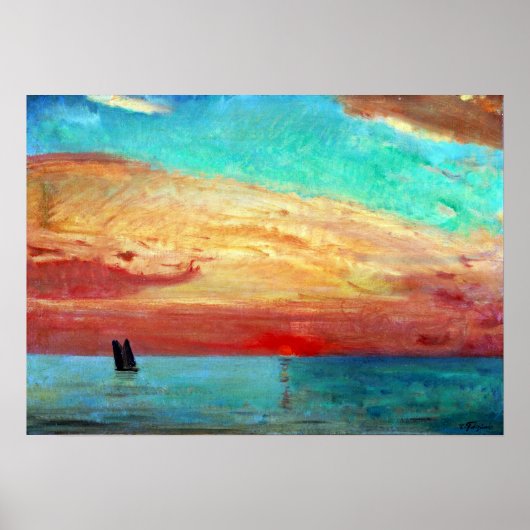 Fujishima Takeji Sunrise over het oostelijk Zee Poster (Voorkant)