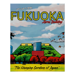 Fukuoka Japan Acros-gebouw reis Perfect Poster