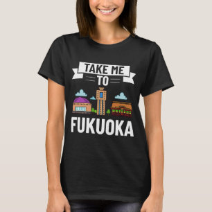 Fukuoka Japan City Skyline Map Travel T-shirt