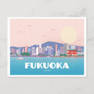 Fukuoka Japan Pastel Travel Briefkaart