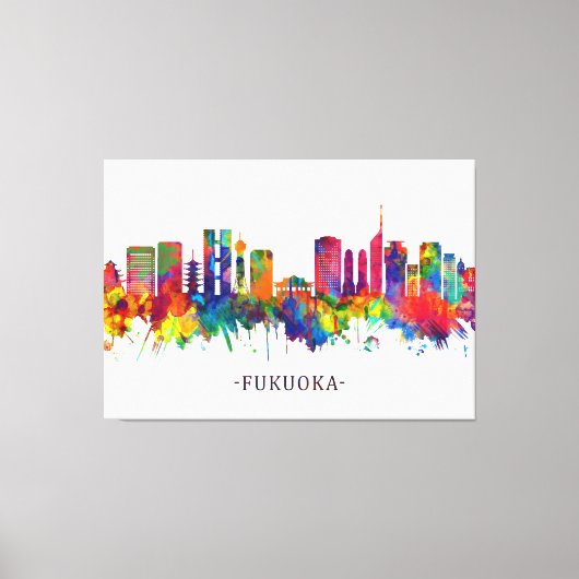 Fukuoka Japan Skyline Canvas Afdruk (Voorkant)