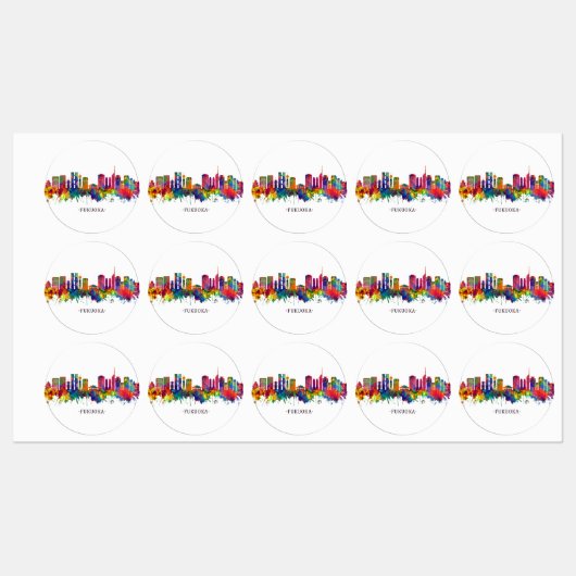 Fukuoka Japan Skyline Labels (Vel)