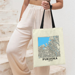 Fukuoka, Japan, Stadsplataskaart Boodschappentas Tote Bag