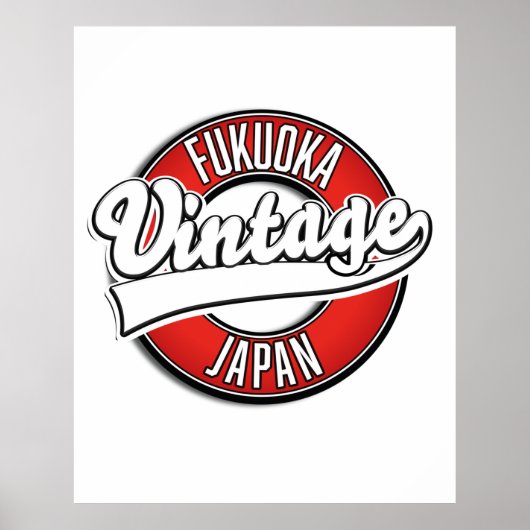 Fukuoka japan vintage stijl logo poster (Voorkant)