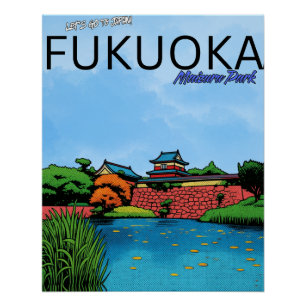 Fukuoka Kasteel Maizuru Park Japan reis Perfect Poster