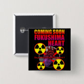 Fukushima heart vierkante button 5,1 cm (Voorkant /achterkant)