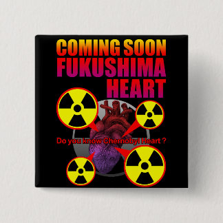 Fukushima heart vierkante button 5,1 cm