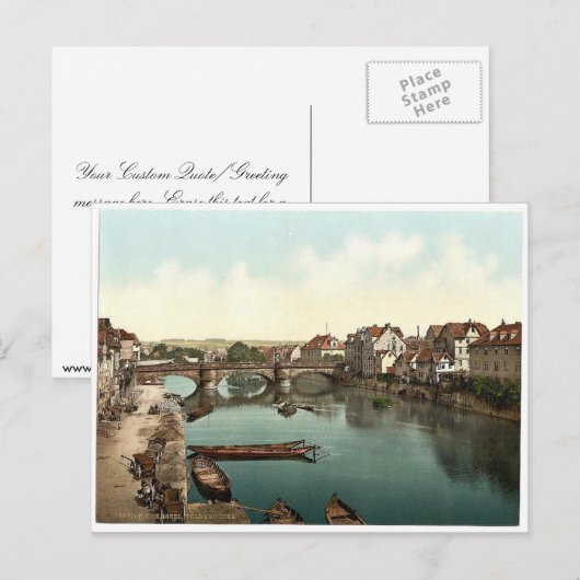 Fulda Bridge, Cassel (d.w.z. Kassel), Hesse-Nassau Briefkaart (Voorkant / Achterkant)