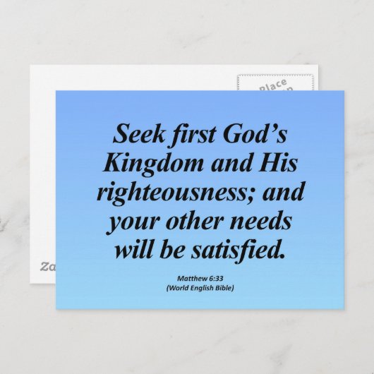 Fulfillment Matthew 6:33 Abbrev Briefkaart (Voorkant / Achterkant)