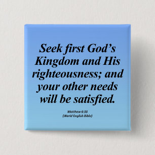 Fulfillment Matthew 6:33 Abbrev Vierkante Button 5,1 Cm