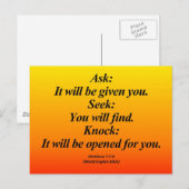 Fulfillment Matthew 7:7-8 Abbrev Briefkaart (Voorkant / Achterkant)