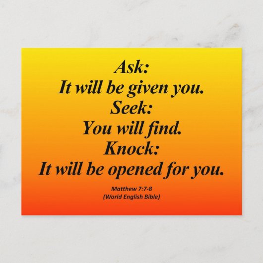 Fulfillment Matthew 7:7-8 Abbrev Briefkaart (Voorkant)
