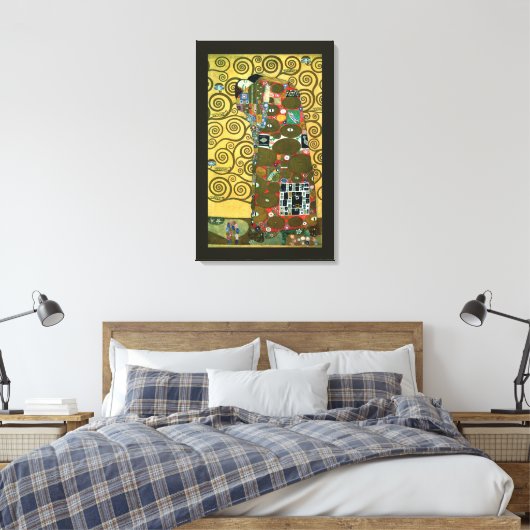 Fulfillment ook bekend als The Embrace door Gustav Canvas Afdruk (Insitu (Slaapkamer))