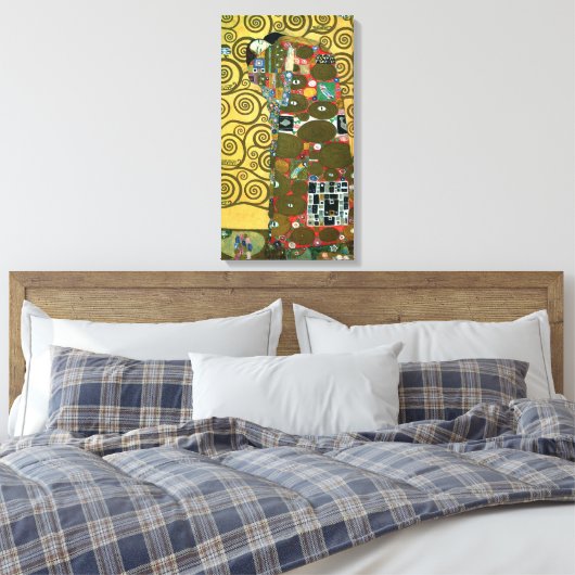 Fulfillment ook bekend als The Embrace door Gustav Canvas Afdruk (Insitu (Slaapkamer))