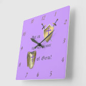 Full Armor Of God Wall Clock Vierkante Klok (Hoek)
