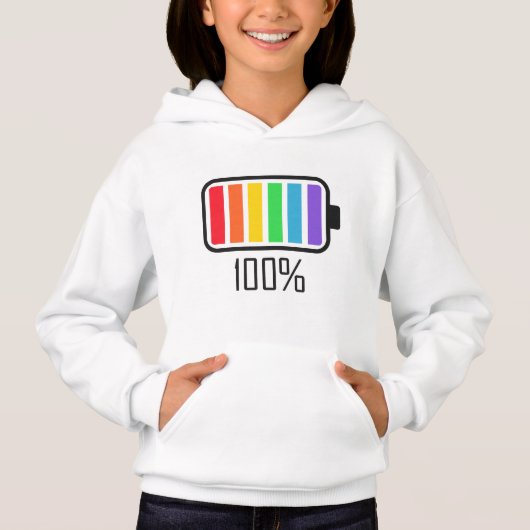 Full Battery Rainbow Batterij Hoodie – Kleurrijk (Voorkant)