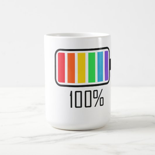 Full Battery Rainbow Kleuren Koffie Mok – Levendig (Center)