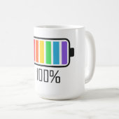 Full Battery Rainbow Kleuren Koffie Mok – Levendig (Voorkant rechts)