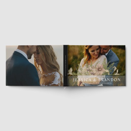 Full Bleed Foto Huwelijk  Bloemen Garland Gastenboek (Volledig)