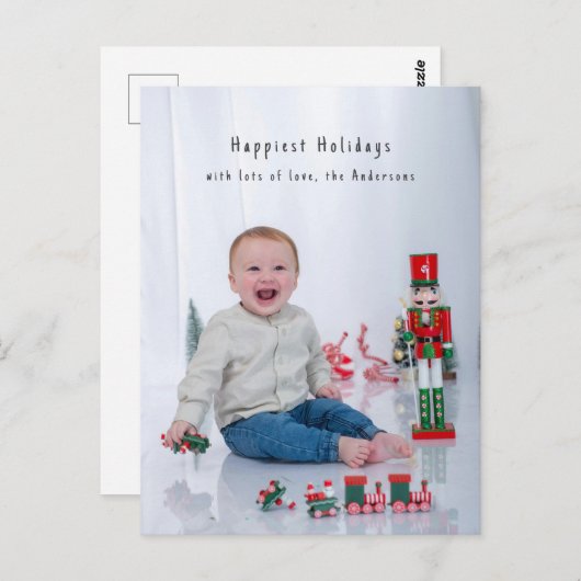 Full Bleed Minimal Photocard Simple Holiday  Briefkaart (Voorkant / Achterkant)
