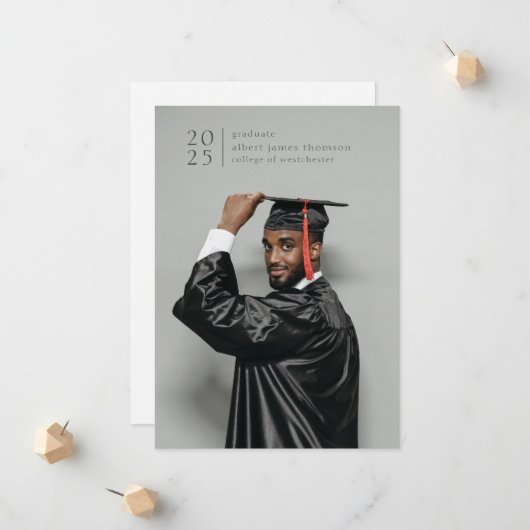 Full Bleed Modern Simple Photo Bold Jaar Aankondiging (Voorkant / Achterkant in situ)