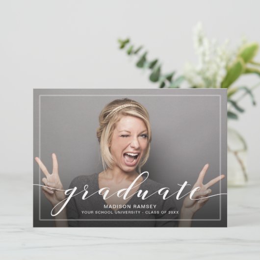 Full Bleed Photo Afstuderen Aankondiging en feest (Staand voorkant)