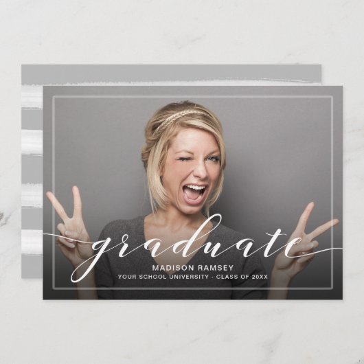 Full Bleed Photo Afstuderen Aankondiging en feest (Voorkant / Achterkant)