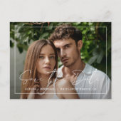 Full bleed photo simple modern elegant wedding aankondigingskaart (Voorkant)