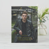 Full Bleed Photo Yellow Graduation Announcement Aankondiging (Staand voorkant)